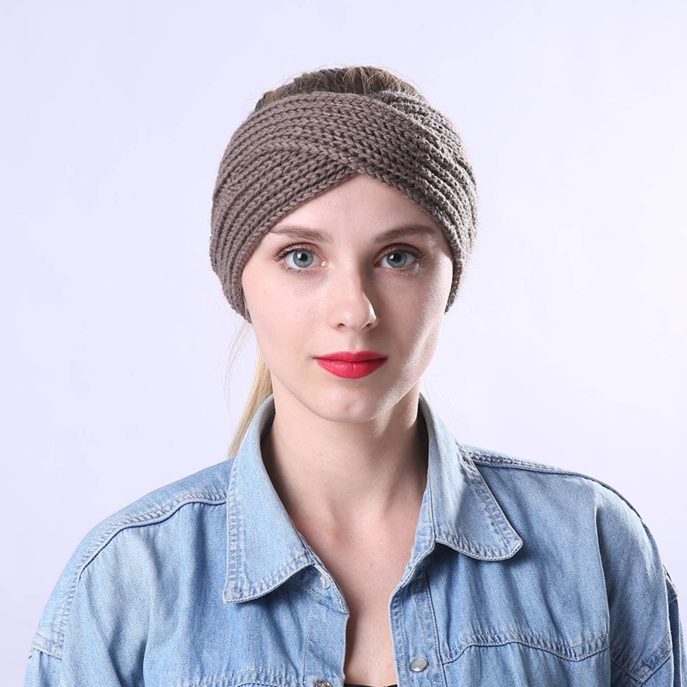 DRESHOW Winter Headbands for Women Knit Wide Headband Winter Warm Ear Muff image 2