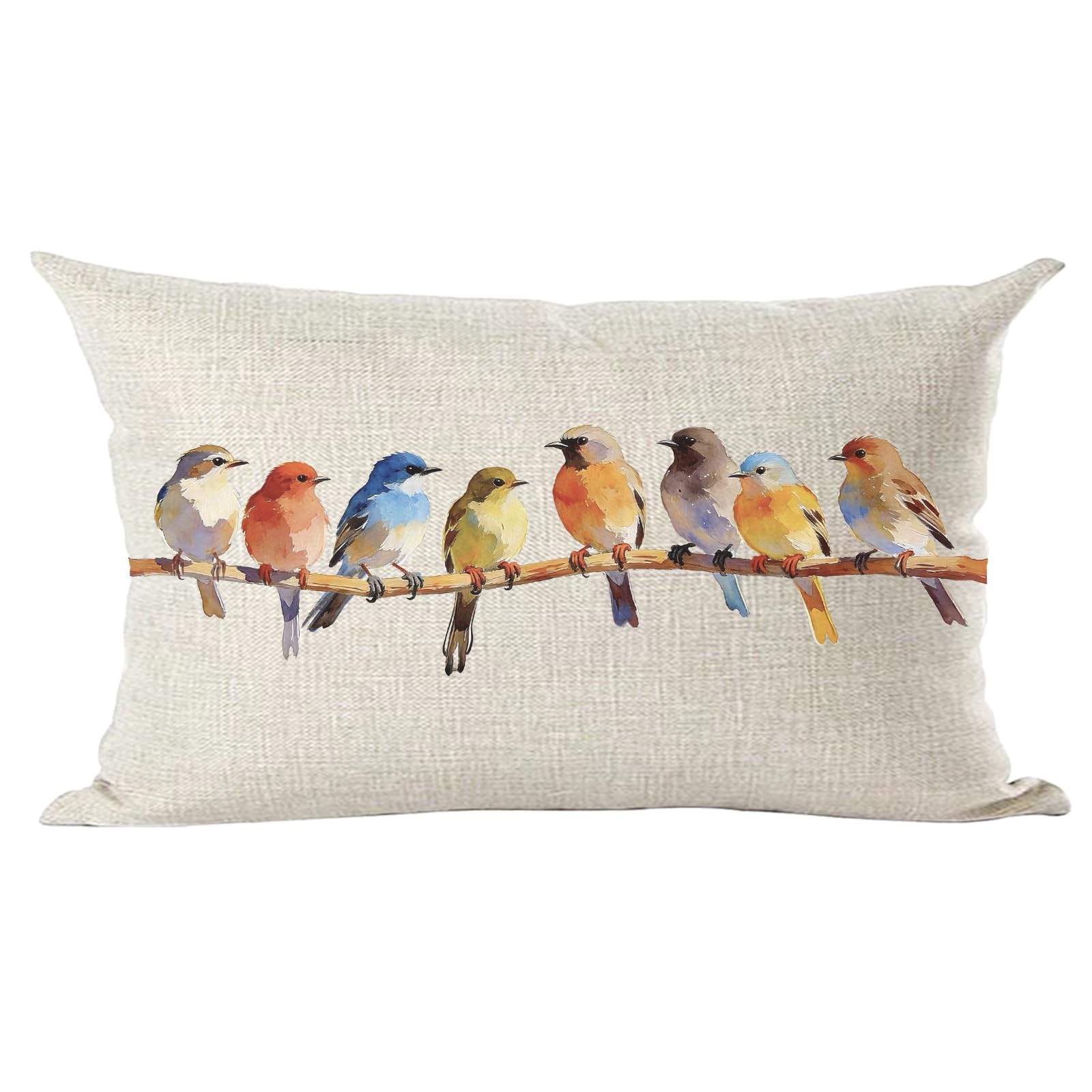 Ramirar Ink Oil Painting Watercolor Brown Lovely Birds Decorative Lumbar Throw Pillow Cover Case Cushion Home Living Room Bed Sofa Car Cotton Linen Rectangular 12 x 20 Inches-picture-22