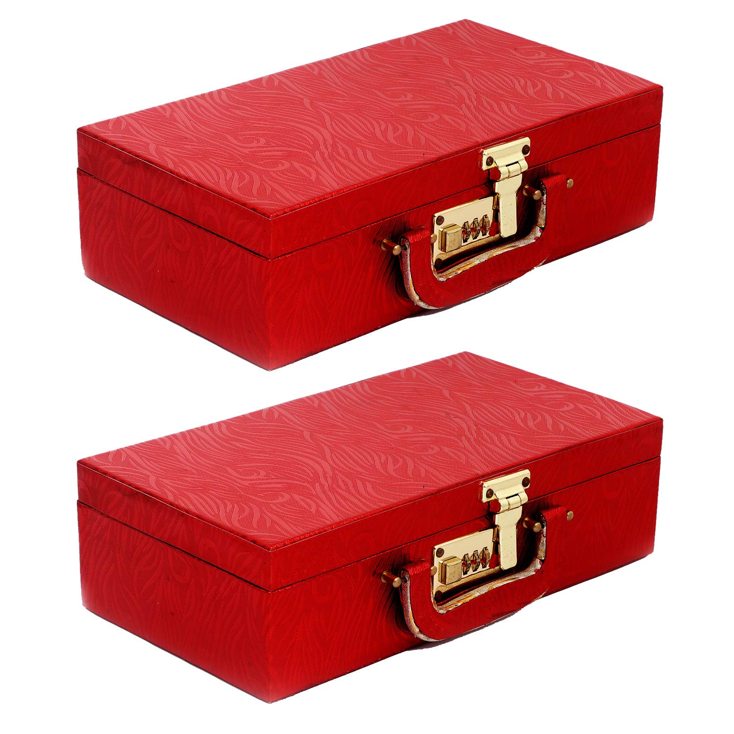 Kuber Industries Wooden 2 Pieces Two Rod Bangle Storage Box, (Maroon) - CTKTC030645
