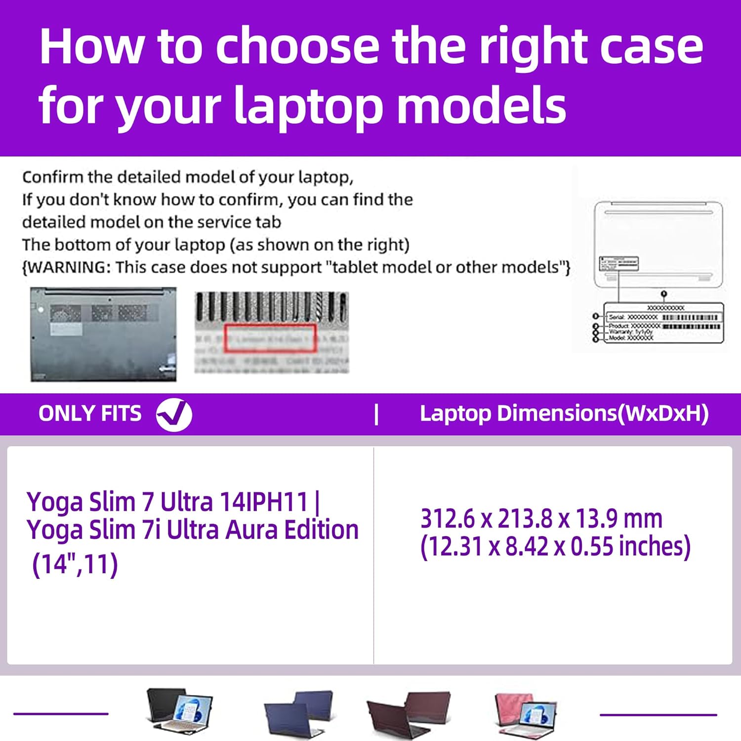 Laptop Case for Lenovo Yoga Slim 7 Ultra 14IPH11 |Yoga Slim 7i Ultra Aura Edition (14",11) 14inches [Note Other Models] PU Leather Protective Laptop Bag Detachable Shell (Blue)