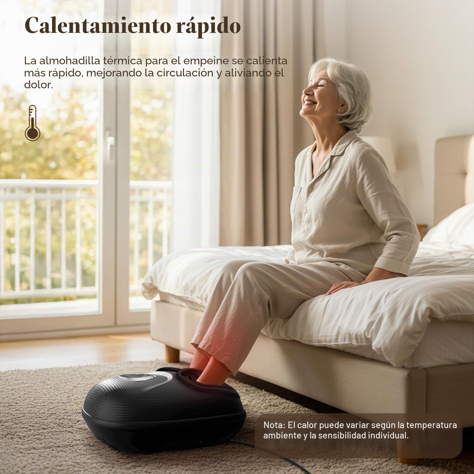 CuPiLo Máquina Masajeador de Pies Shiatsu con Calor, Vibración Ajustable y Compresión para Aliviar el Dolor de Neuropatía, Fascitis Plantar y Tensión Muscular