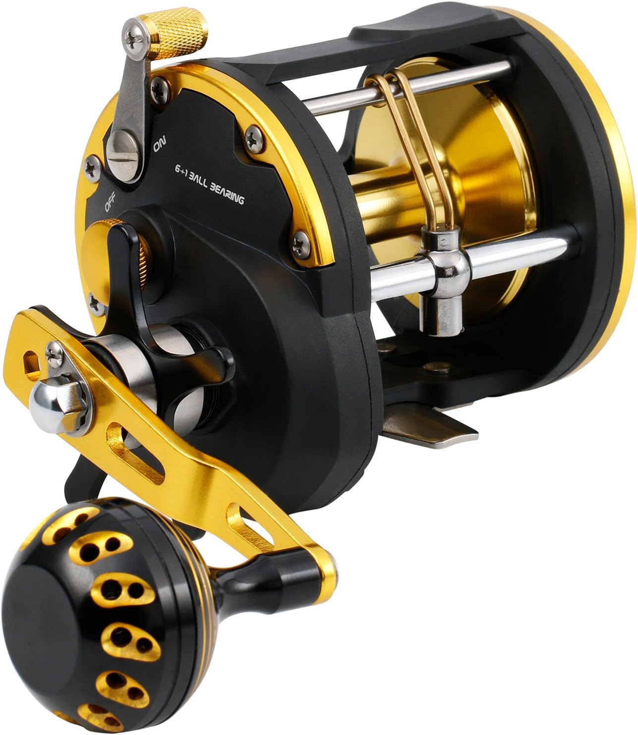 Burning Shark Trolling Reel Saltwater Level Wind Reels, Drag Reels Boat Fishing Ocean Fishing for Sea Bass Grouper Salmon