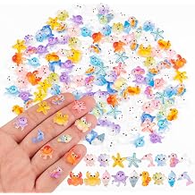 200 Pieces Tiny Sea Animals Decor for Crafts Dollhouse Miniatures Resin Micro Ocean Decorations for Dollhouse Fairy Garden Micro Landscaping Decoration, Colorful
