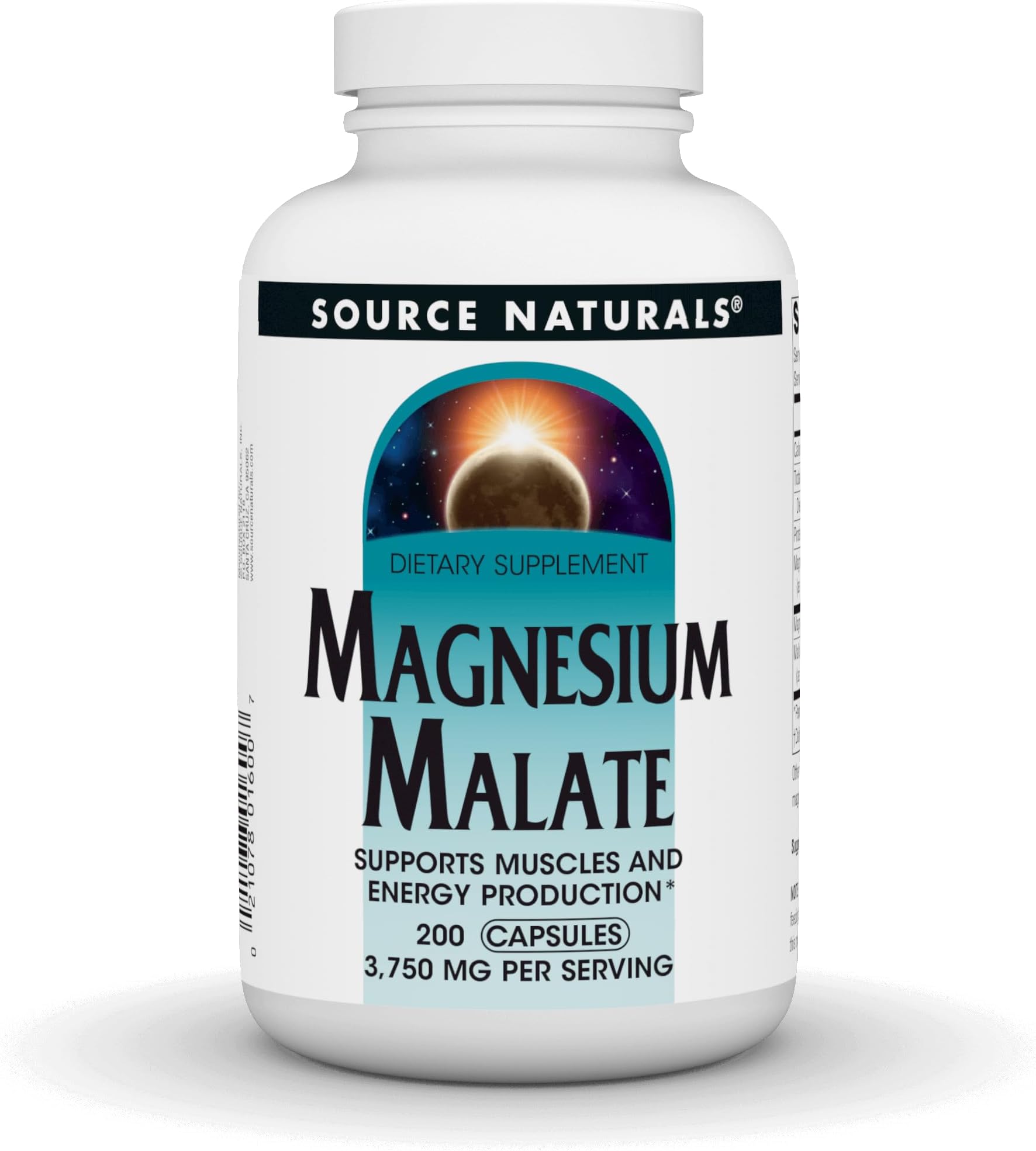 Source Naturals Magnesium Malate - 3750 mg Per Serving - Essential Magnesium Malic Acid Supplement - 200 Capsules
