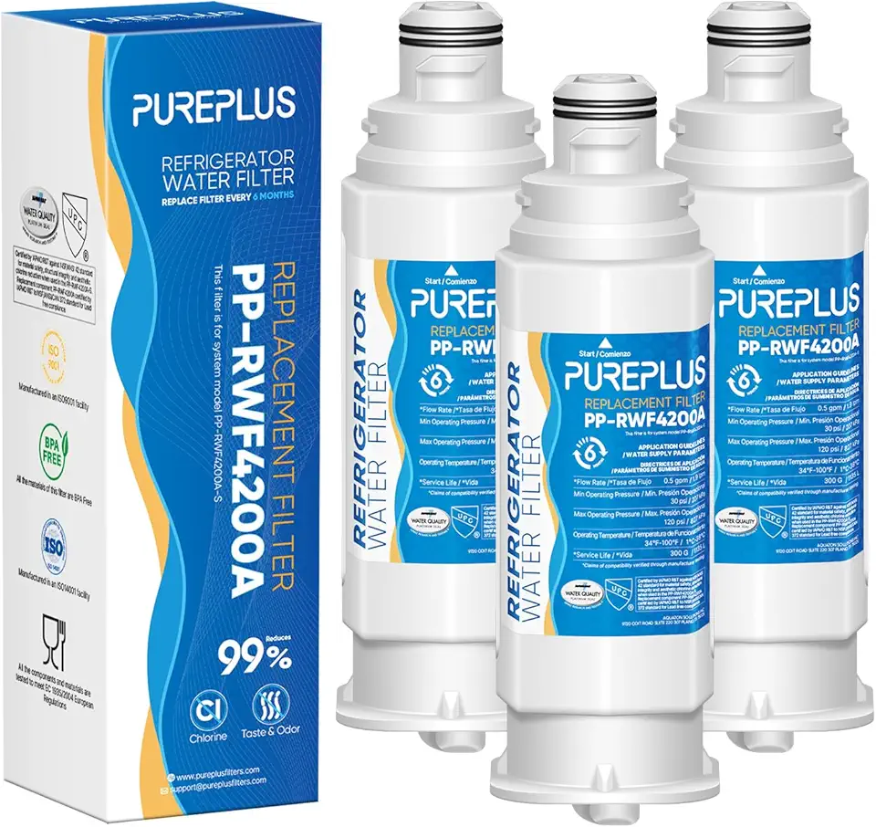 PUREPLUS DA97-17376B Water Filter Replacement for Samsung HAF-Qin, HAF-Qin/EXP, DA97-08006C, RF23M8070SG, RF23M8070SR, RF23M8090SG, RF23M8090SR, RF23M8570SR, RF23M8590SG Refrigerator, 3Pack