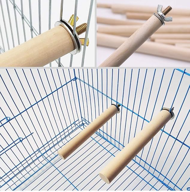Foto 2 de 2 de BPS 4 Pcs Percha para Pájaro Soporte de Madera Natural para Colgar Jaula de Pájaro Loros Periquitos Cacatúas…