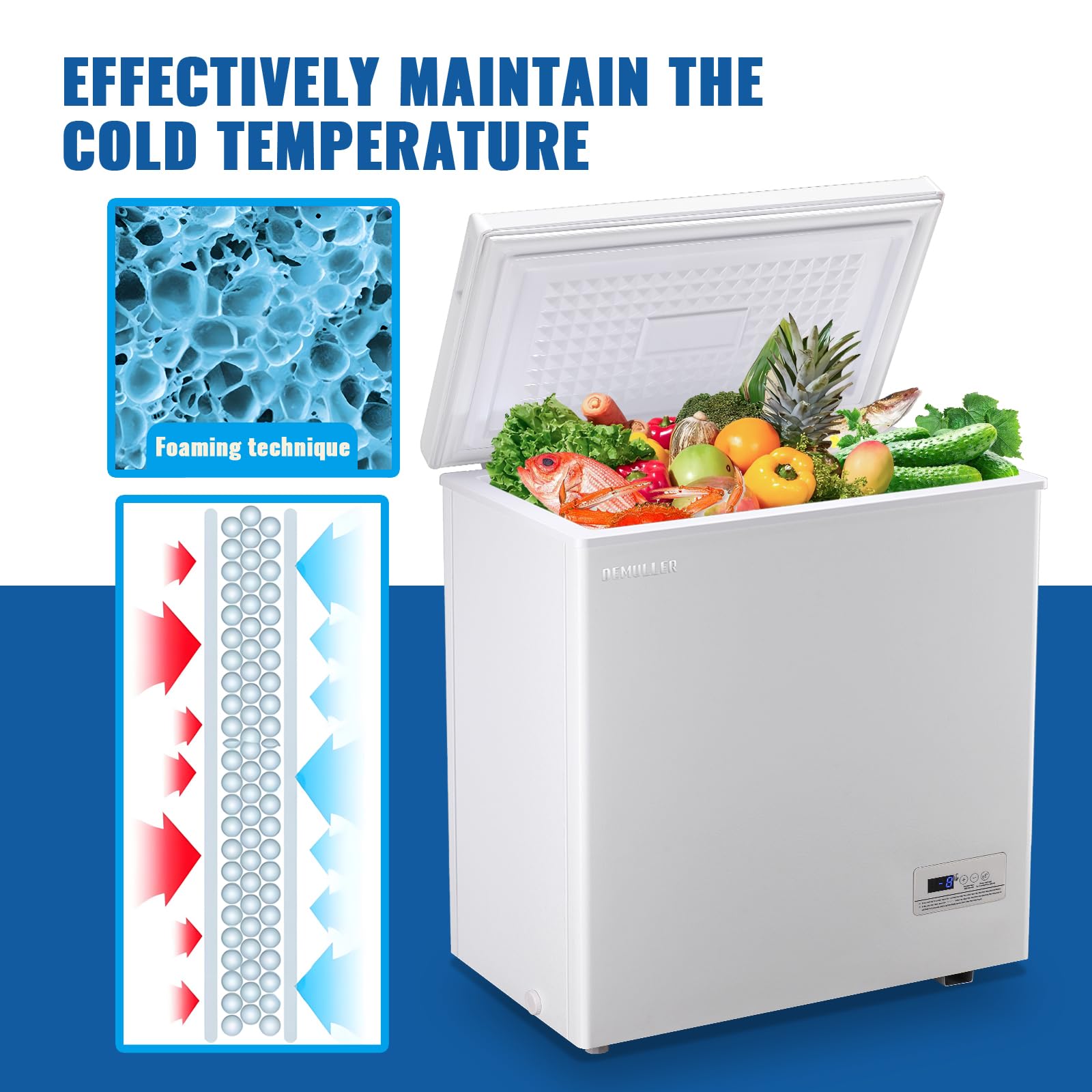 Demuller Large Capaity Deep Chest Freezer With Electronic Temperature Control Panel Compact Small Freezers With Two Baskets White (-12℉ To 50℉) Ideal For Kitchen Dorm Apartment on Fridge.com - View 6