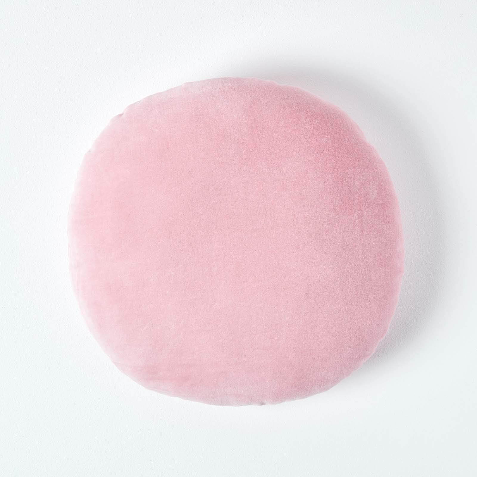 Homescapes Unisex Pink Velvet Cushion, 40 Cm Round In | Size: 40Cm X 40Cm
