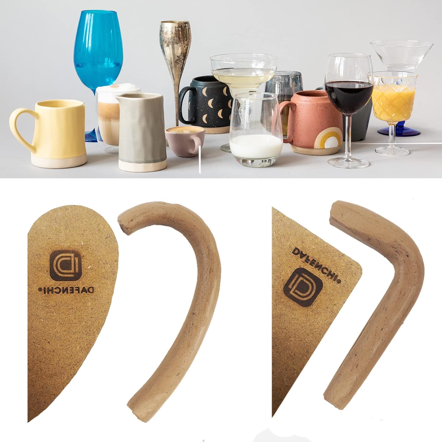 DAFENCHI Pottery Mug Handle Molds for Clay, Small Mug Handle Forms for Small Cups, Mug Handle Making Tool for Pottery (12 Pieces)