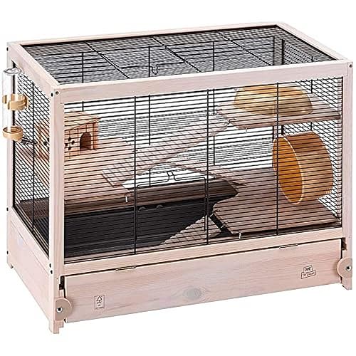 Ferplast Jaula de Madera FSC para hámsteres HAMSTERVILLE, ratoncillos y pequeños roedores