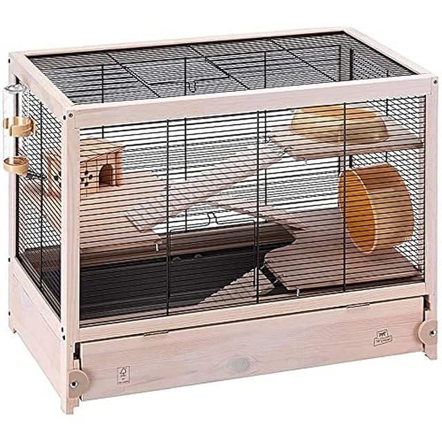 Ferplast Jaula de Madera FSC para hámsteres HAMSTERVILLE, ratoncillos y pequeños roedores