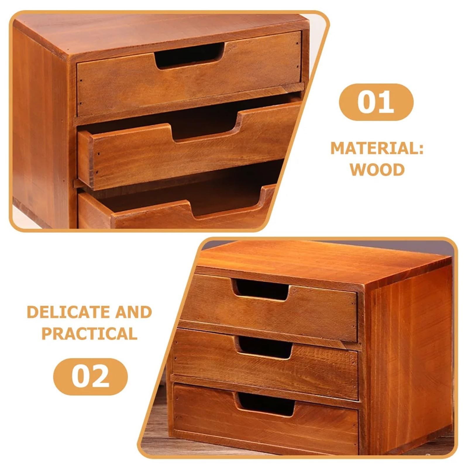 Scatola da Cucito in Legno 25x19x17.5cm 3-Tier Wood Sewing Box Sundries Storage