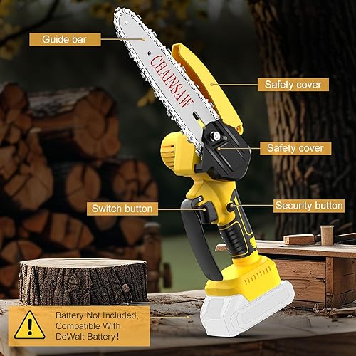 Miniatura 9 de Mini motosierra inalámbrica para Dewalt de 20 V MAX con batería (sin batería), motosierra eléctrica inalámbrica de 8 pulgadas con engrasador