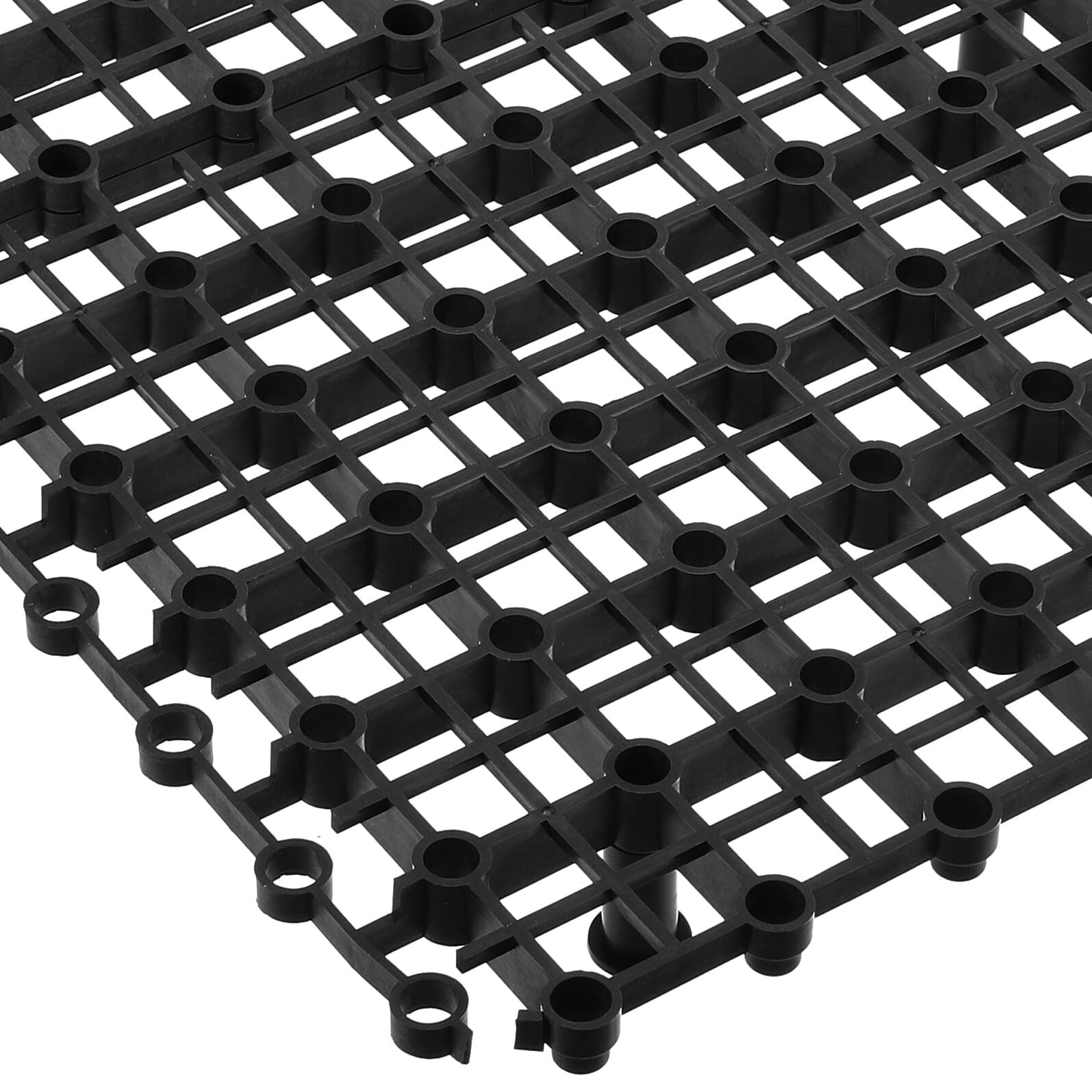 Lot de 4 grilles de bassin de jardin - Noir - 25 x 19,5 x 1 cm - Avec 80 pieds de support - Plateau filtrant modulaire pour fontaines extérieures et jardins aquatiques - Accessoires durables