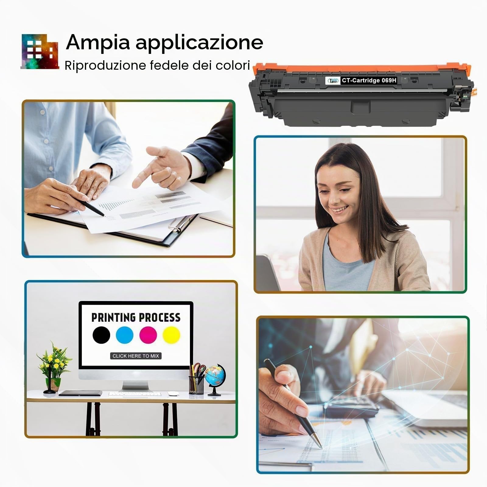 069H 069 Cartuccia Toner Compatibile per Canon i-SENSYS MF752Cdw MF754Cdw | Cartridge 069H per LBP673Cdw LBP674Cdw LBP674Cx MF751Cdw MF753Cdw MF756Cx MF755Cdw Series Stampante Nero Ciano Giallo Magenta