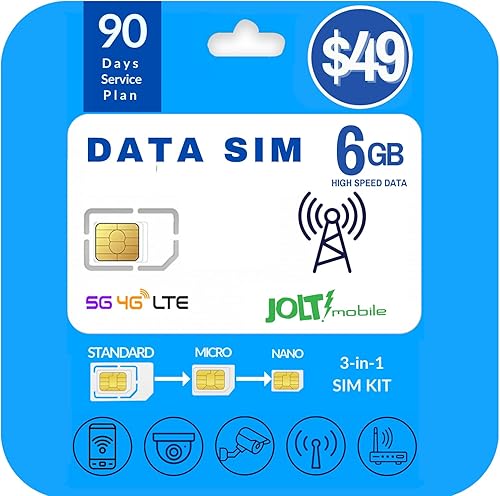 Miniatura 1 de Jolt Mobile Data SIM Card - Plan de datos de Internet de 6 GB de 90 días en red AT&T 5G 4G LTE compatible con cualquier dispositivo IoT desbloqueado