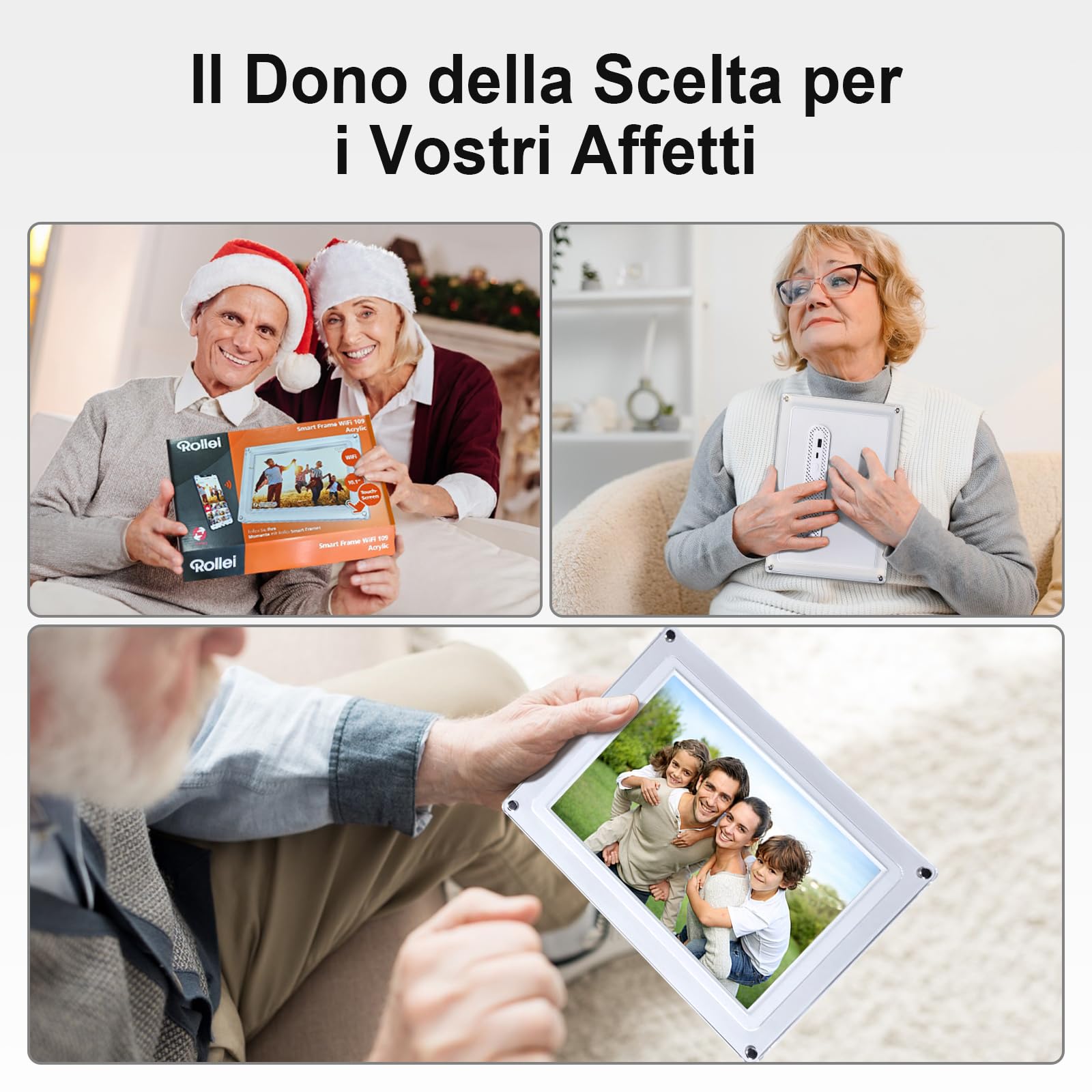 Cornice Digitale Foto, Rollei Smart Frame WiFi 109 10,1 Frameo Portafoto Digitale 32GB 1280x800 Schermo Tattile IPS Condivisione Istantanea di Foto e Video Acrilico Cornice-Digitale-Foto-Frameo-WiFi