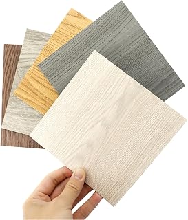 Peel and Stick Floor Tile Vinyl Flooring 5-Pack, Easy DIY Self Adhesive and Waterproof Flooring for Kitchen, Dining Room & Bedrooms (Multicolor Sample, 6"x6")