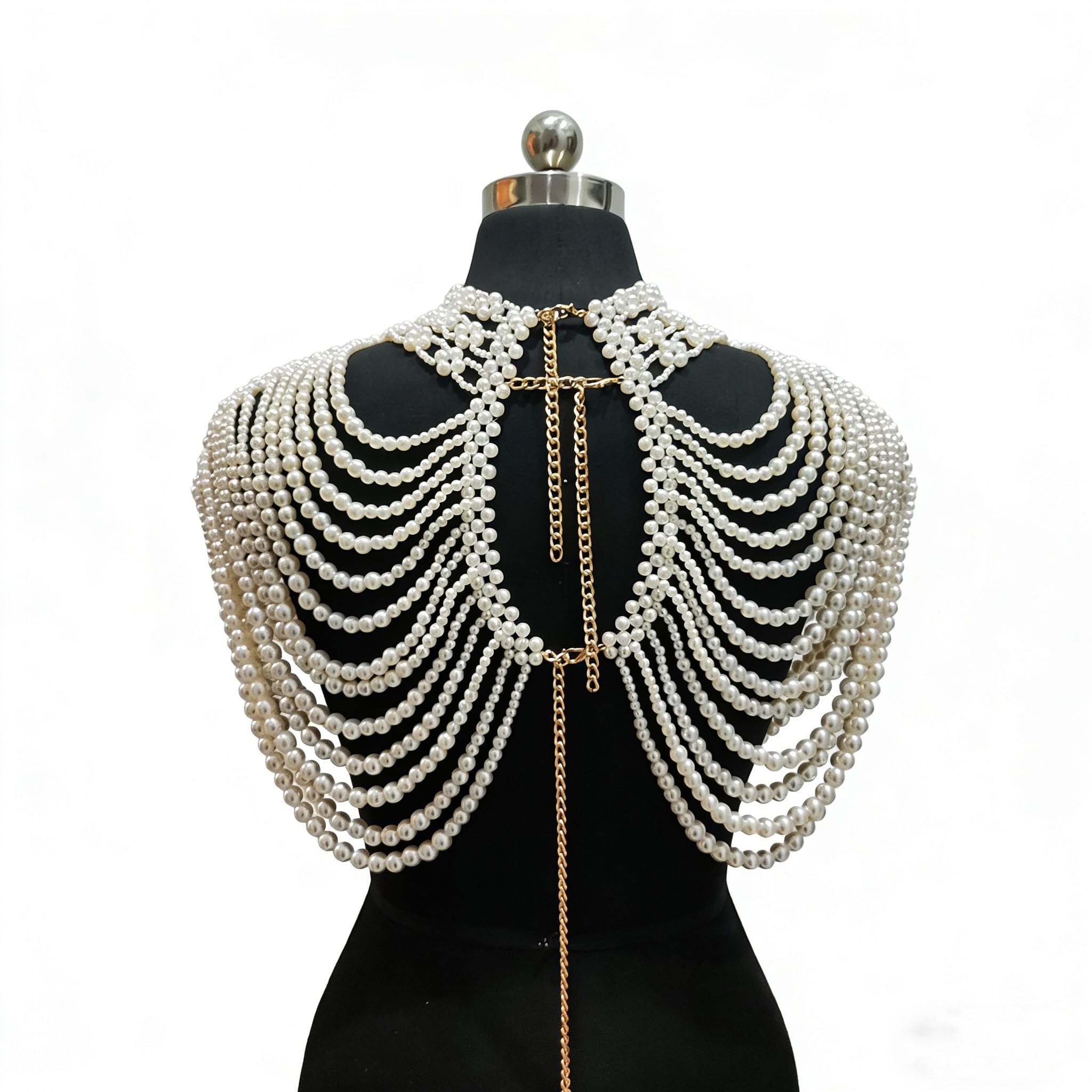 Vintage-Perlen-Umhang, Damenschal, Perlen-Capelet für Braut, Hochzeit, Steampunk-Kostüm