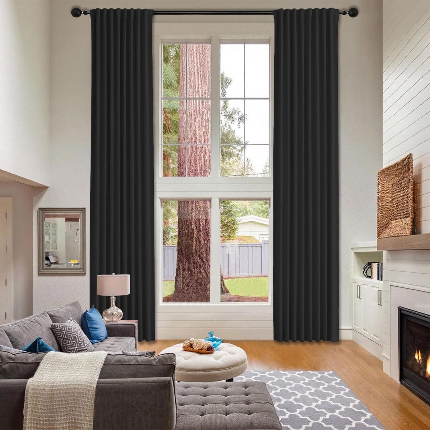 Extra Tall Curtains, for Ceiling Track or Rod with Hooks Adaptable to Various Hanging Methods, 84 90 96 108 120 132 144 156 168 192 204 216 228 240 Inch Long and 52 100 180 Inch Wide, 2 Panel