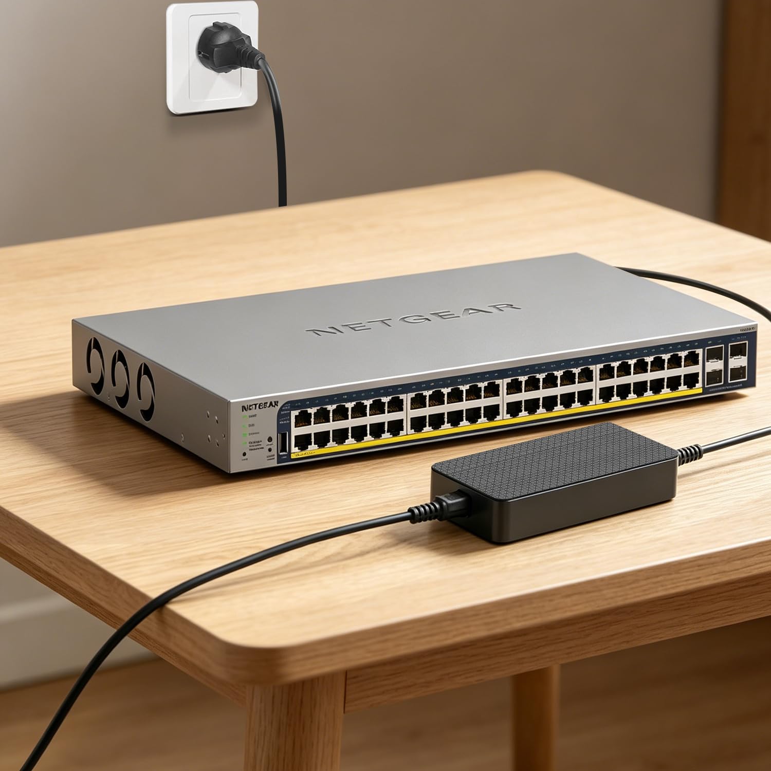 KFD Bloc d'alimentation 54 V CC 4,7 A pour NETGEAR GS116LP GS316EP GS116LP-100EUS 100NAS 100AJS GS316EP-100PES GS116PP GS316PP GS316EPP PoE Switch 16 ports Gigabit Ethernet LAN Switch PoE+ Power