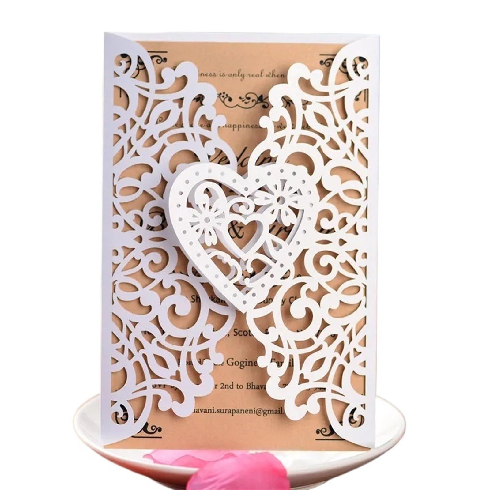 Delikatna romantyczna karta z zaproszeniem na przy Zaproszenie na ślub Shell Hollow Walentynki Kartka z życzeniami Świąteczna dekoracja na przyjęcie ślubne DIY(White,30PCS)