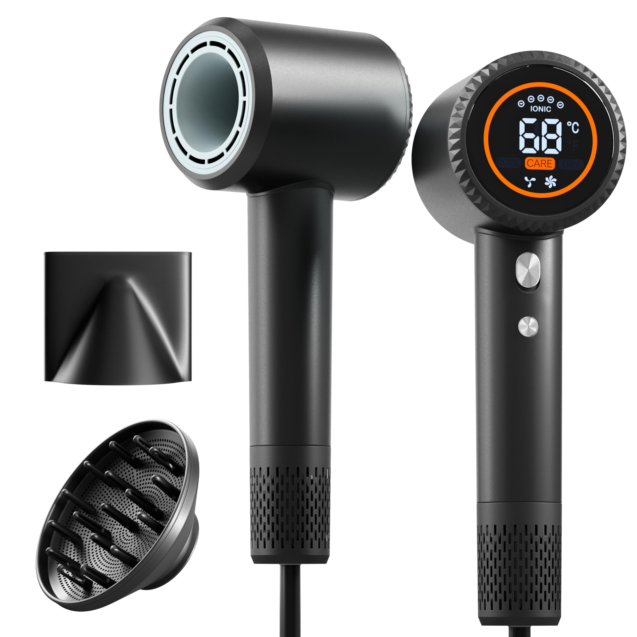 Sèche Cheveux Ionique Professionnel, Moteur Haute Vitesse 110 000 tr/min, Séchage Rapide, 300 Millions Ions Négatifs, 59 dB Silencieux, Léger 348 g, Contrôle Température, Diffuseur Magnétique