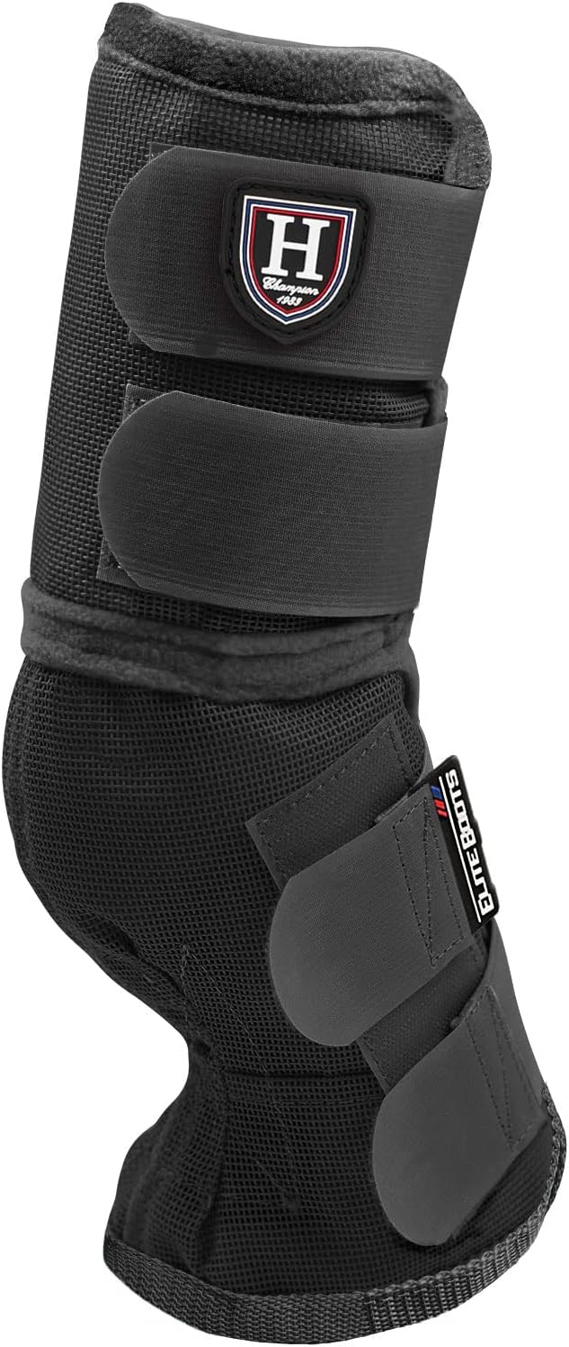 Harrison Howard Horse Fly Boots Perfect Contoured Fit Leg Guards Dense Mesh Boots with Ventilated Comfort Reliable Protection from Summer Elements Set of 4 Classic Black L