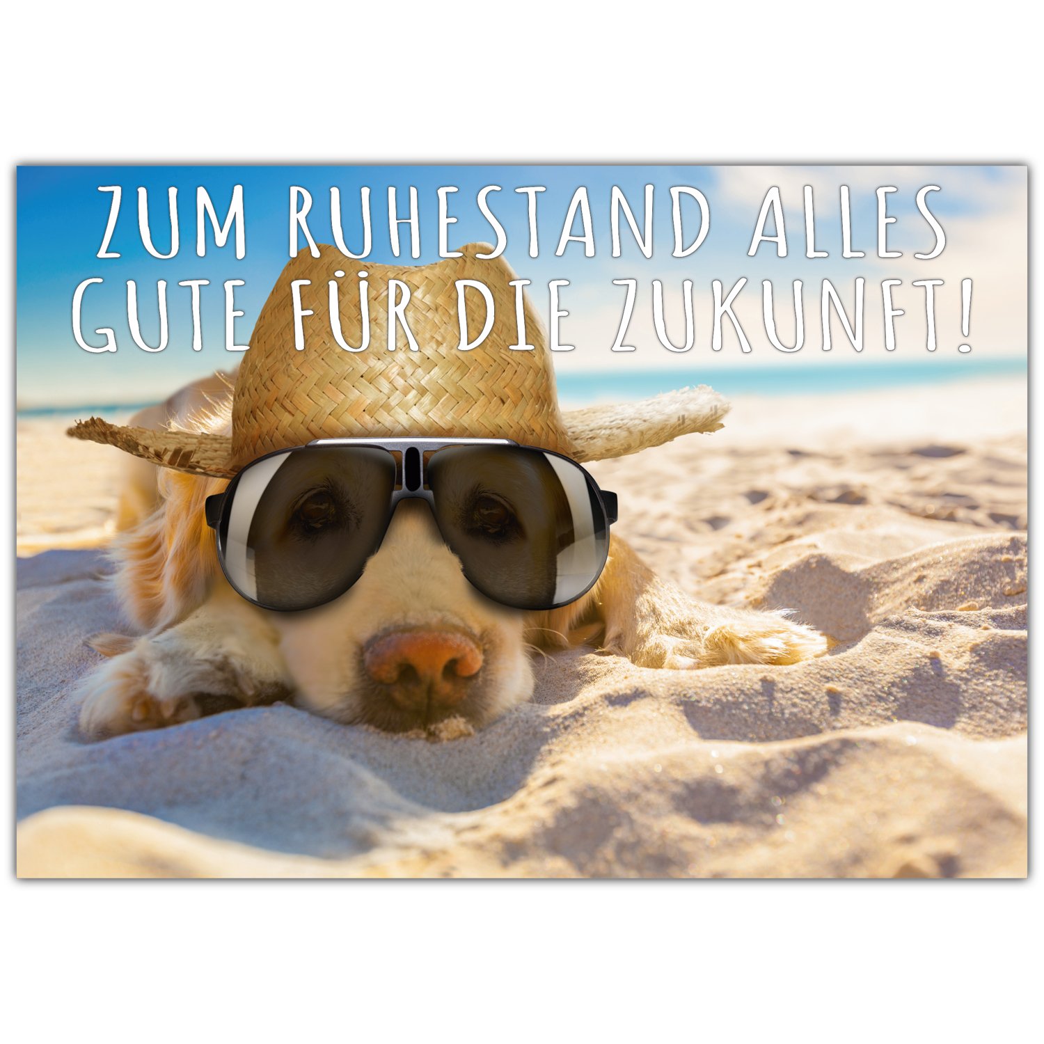 Ruhestandskarte Mit Golden Retriever Motiv - Lustige Abschiedskarte Für Kollegen