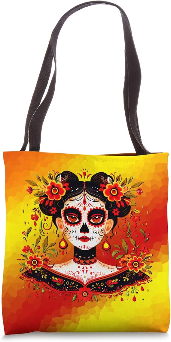 Cute Mexican Día De Los Muertos Sugar Skull Lady Calaveras Tote Bag