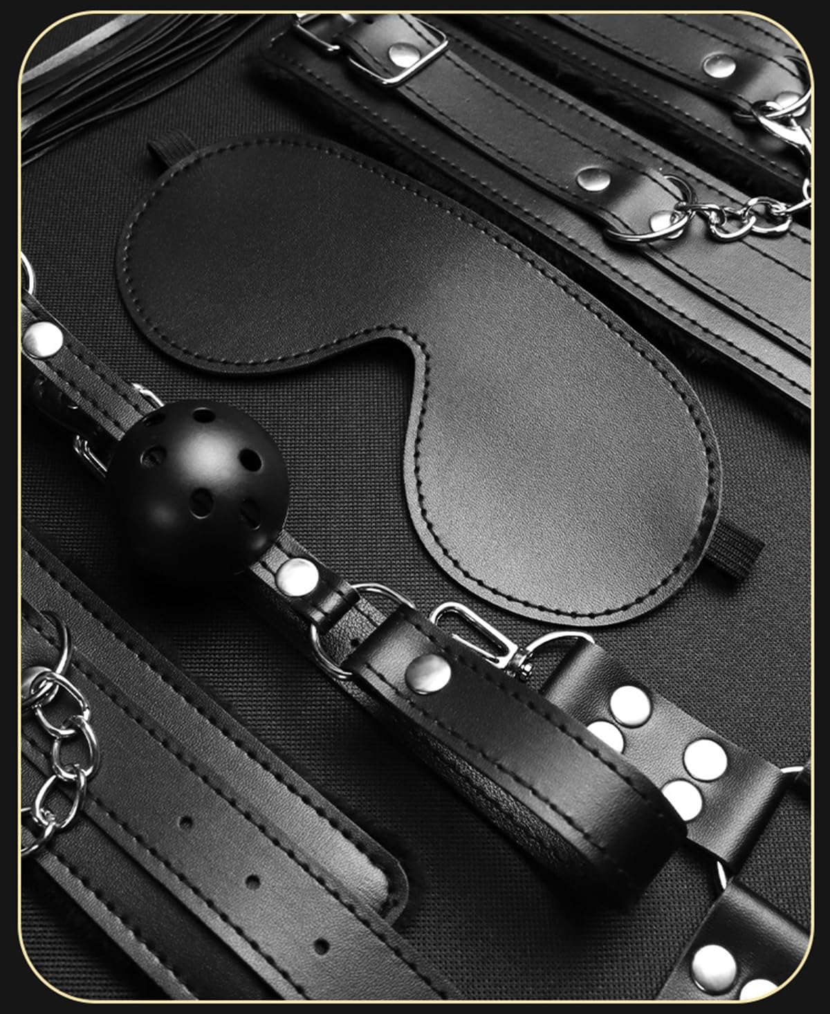 11-Piece Fitness Equipment Set (Black Leather), for Sport and Fitness, Versatile, Ergonomic Design, Stable and Non-Slip, Premium Black Leather
