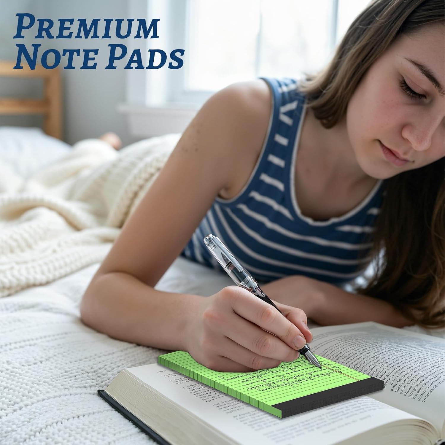 5 Pack 5 x 8 Inch Colored Legal Pads, 5 Bright Colors Double-Sided Lined Notepads with Hard Backing for Office, School & Home, Thick Perforated No-Bleed Paper for Students, Teachers & Professionals image 3