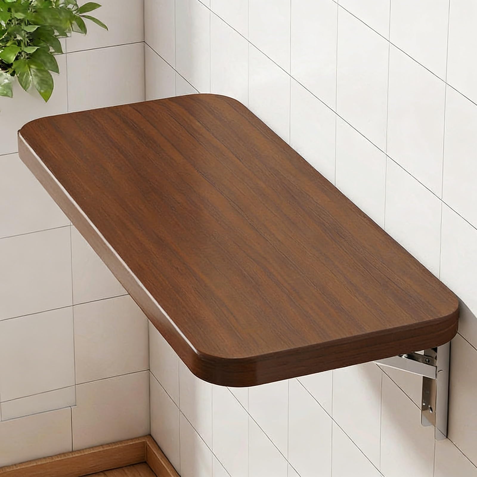 Table de bar pliante murale bois de noyer au design suspendu minimaliste