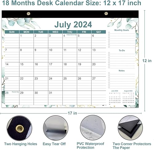 Miniatura 3 de Calendarios de escritorio 2024-2025, calendarios de 18 meses desde enero de 2024 a junio de 2025, calendario de escritorio 2024-2025 con papel