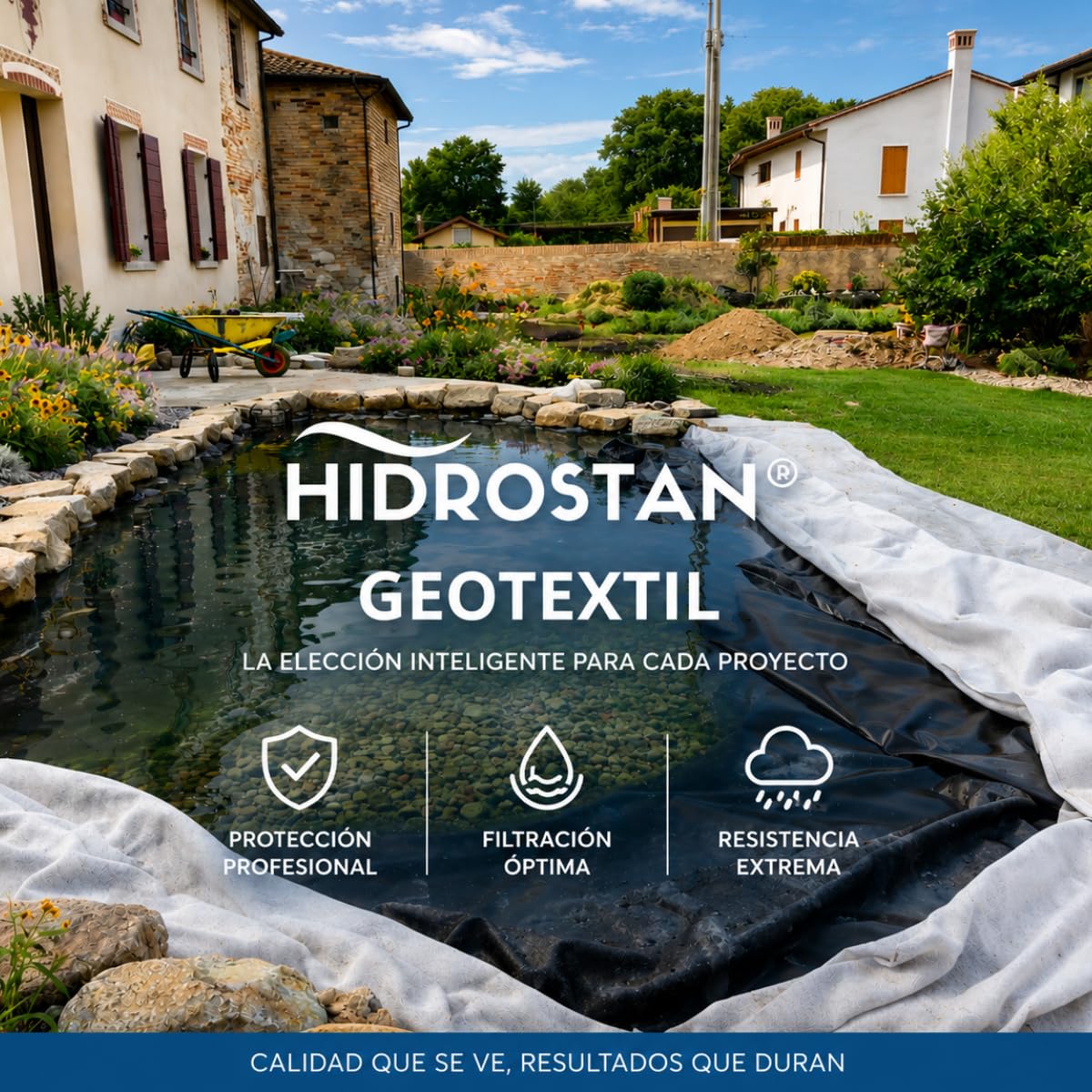 Geotextil 200g/m2 | Ideal para estanques| Protección Malas Hierbas |Alta Resistencia| Fácil Instalación | Flexible (5,60m x 2m)
