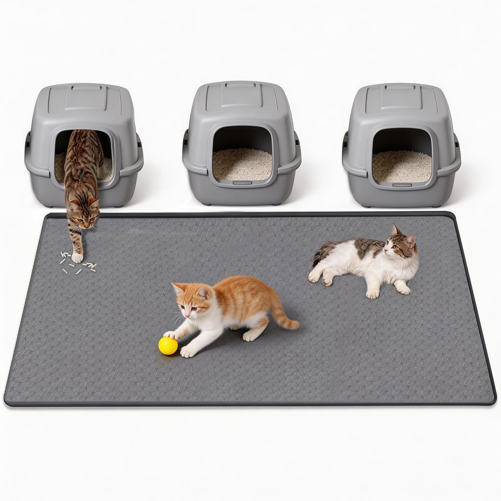 Alfombrilla Arenero Gato130×65 cm, XXL Alfombra Gatos Arenero, Tapete Silicona Impermeable, Antideslizante y Fácil de Limpiar, para Recoger Arena Hogares de Varios Gatos