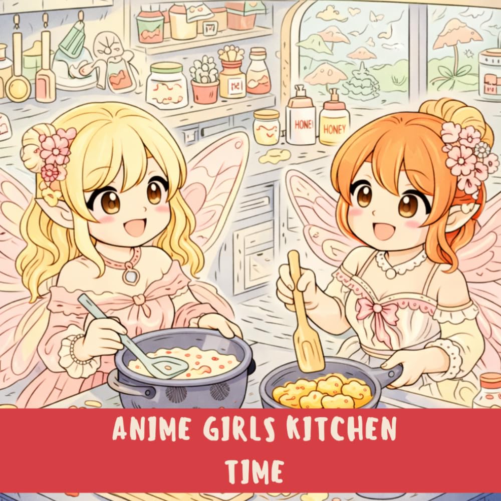 ANIME GIRLS KITCHEN TIME Cozy coloring Book for Kids: ENJOY THE ANIME GIRLS' ADVENTURE IN THE KITCHEN