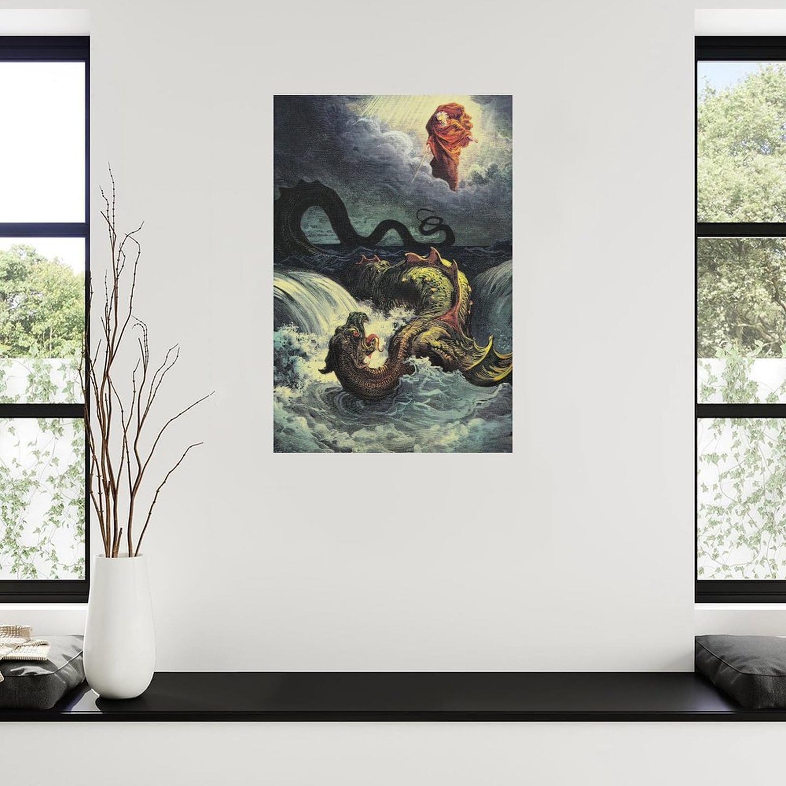 HOTIPS Gustave Doré - Póster Impreso, "La Destrucción De Leviatán", Pintura Sobre Lienzo, Póster De Arte De Pared, Impresión De Desplazamiento De Imagen, Decoración De Paredes De Sala De Estar