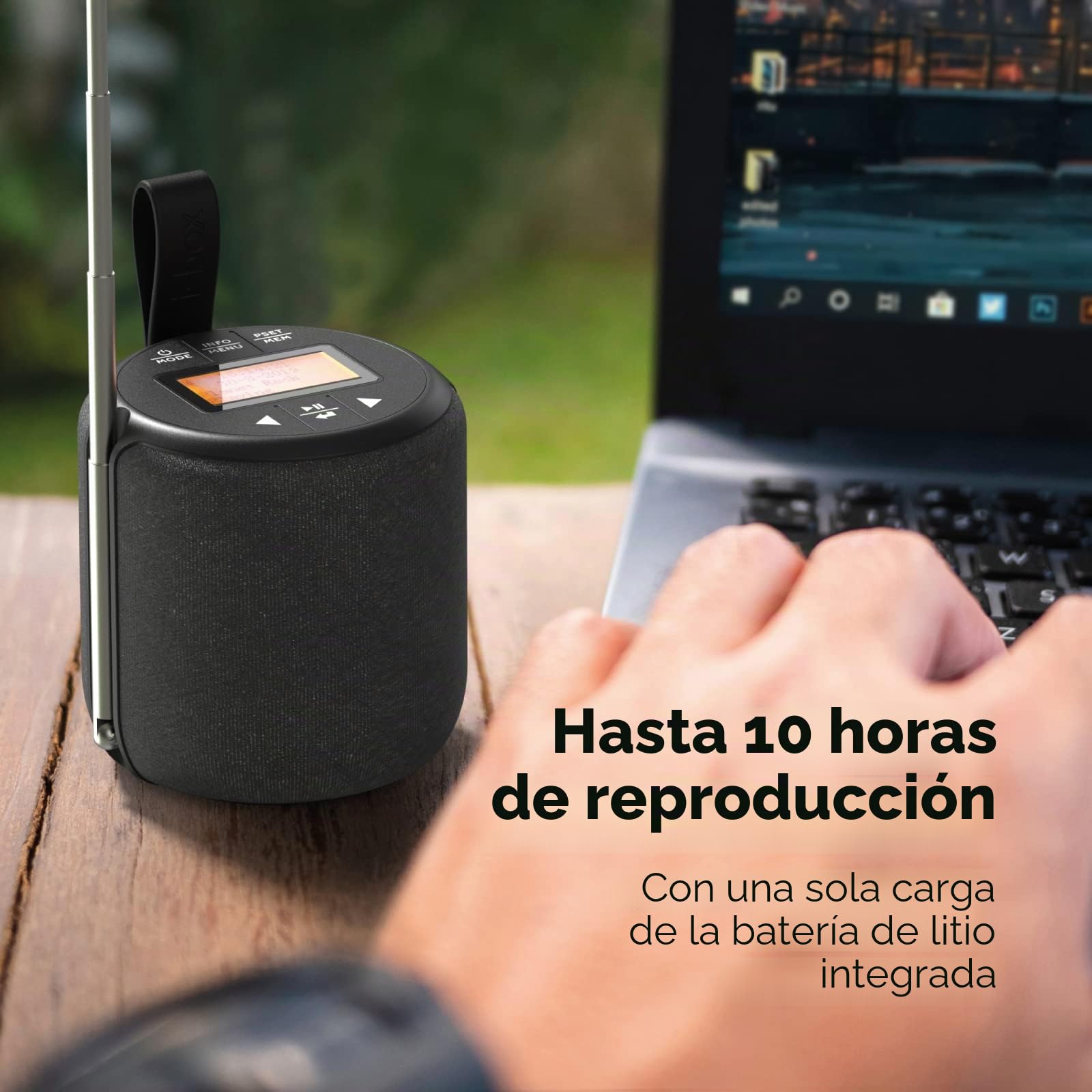 Dab Radio portátil, Altavoz Bluetooth, Radio Dab Plus/Dab, Radio FM, IPX4, Resistente al Agua, Tipo C, USB, 5 W, Recargable