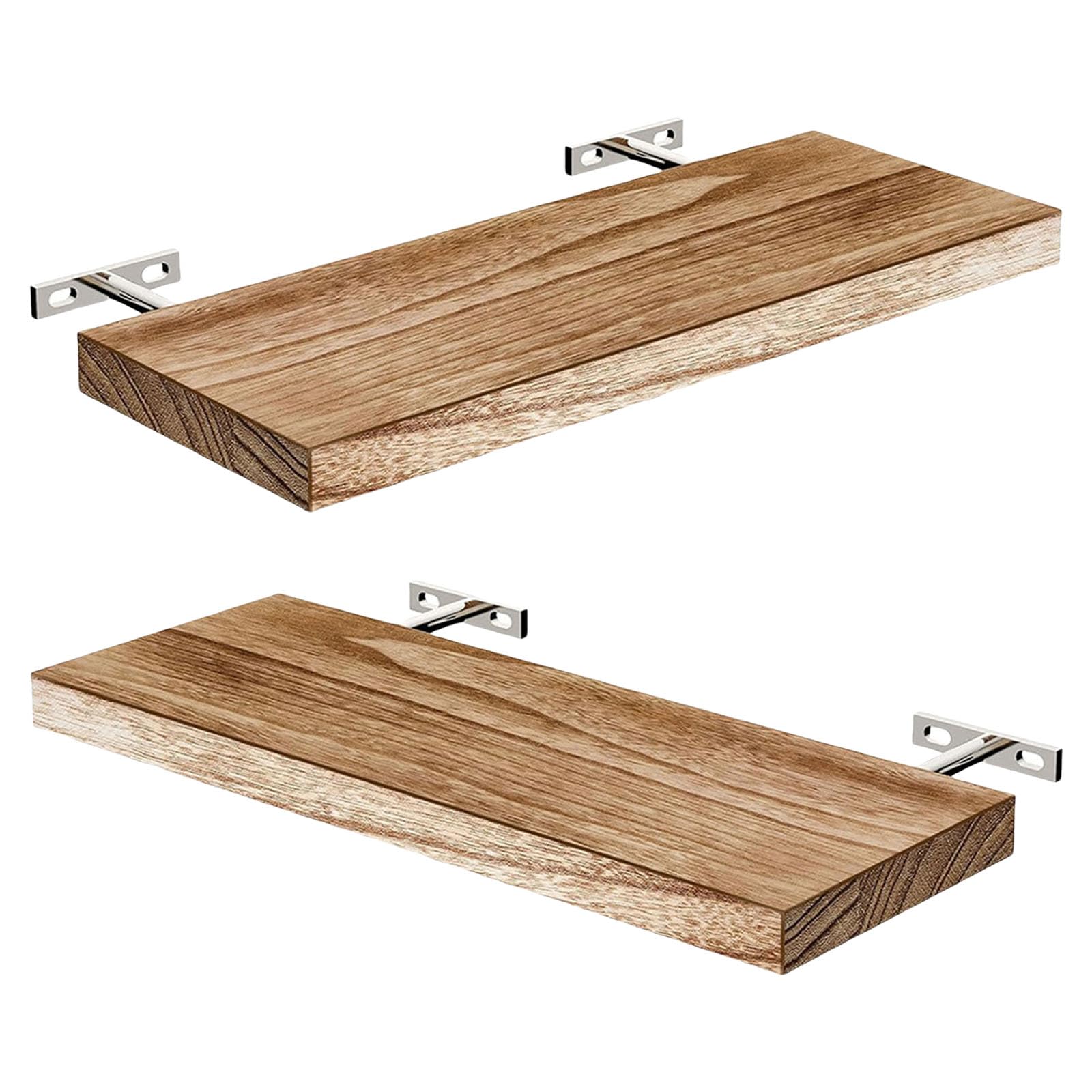 Étagère murale flottante bois marron clair 40cm salle de bain
