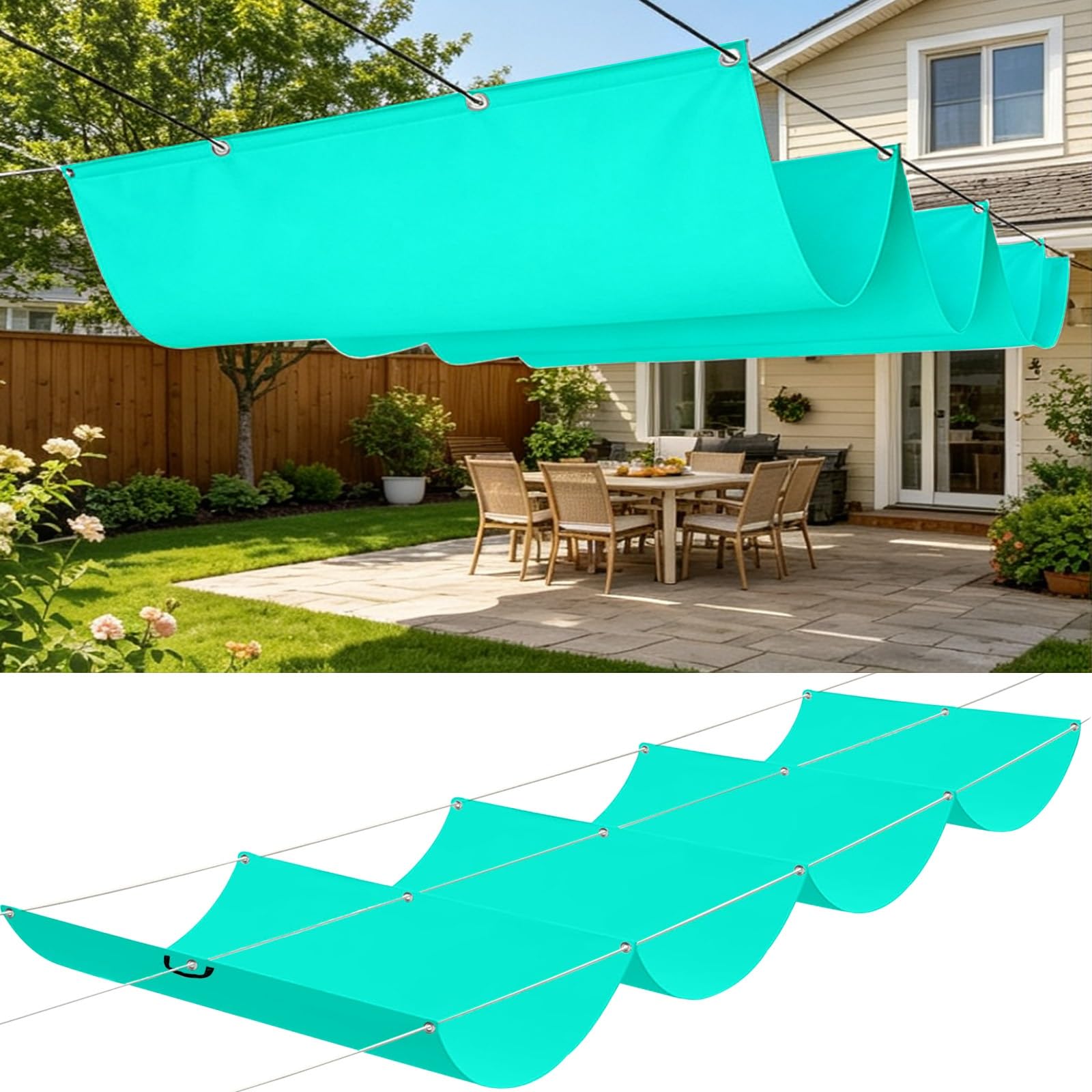 Voile d'ombrage rectangulaire 200x250 cm bleu clair imperméable pour extérieur