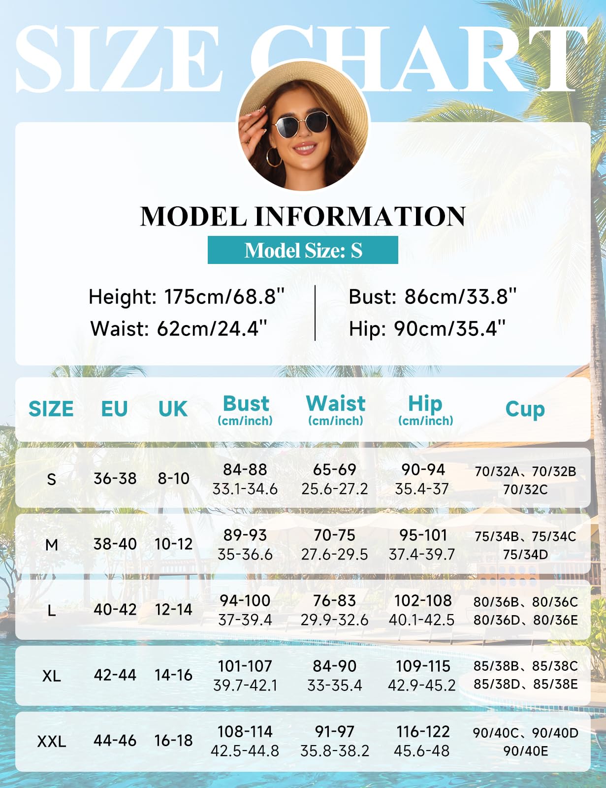 Nadeer Bikini Damen Set Push Up Bademode Zweiteiliger Sexy Knot V Ausschnitt Neckholder Low Waist mit Schnürung Badeanzug Swimsuit Sport