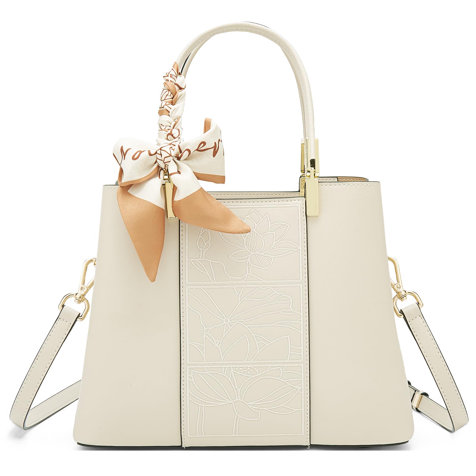 LAORENTOUWomen Cow Leather Handbag Purse Top Handle Crossbody Shoulder Bag Lady Cowhide Mini Tote Bags with Embroidery