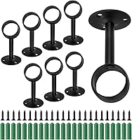 Vista 11 de 4 soportes de barra de cortina de montaje en techo de 1 pulgada, soporte para barra de barra de armario de brida, enchufe de barra de cortina