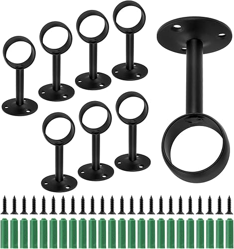 Vista 11 de 6 soportes de barra de cortina de montaje en techo de 1 pulgada, soporte de barra de barra de brida de 2.55 pulgadas de altura, soporte de barra