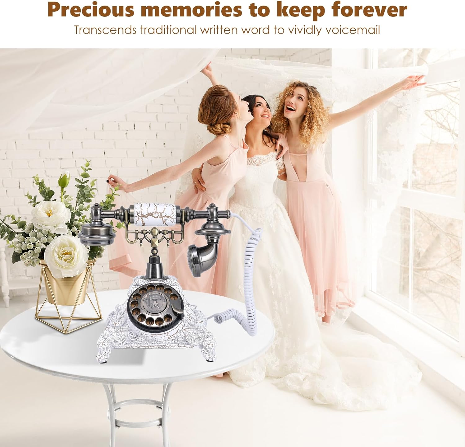Audio Guest Book Wedding Phone - Record Wedding, Graduation, Retirement, Birthdays, Baby Shower & Special Occasions (White)