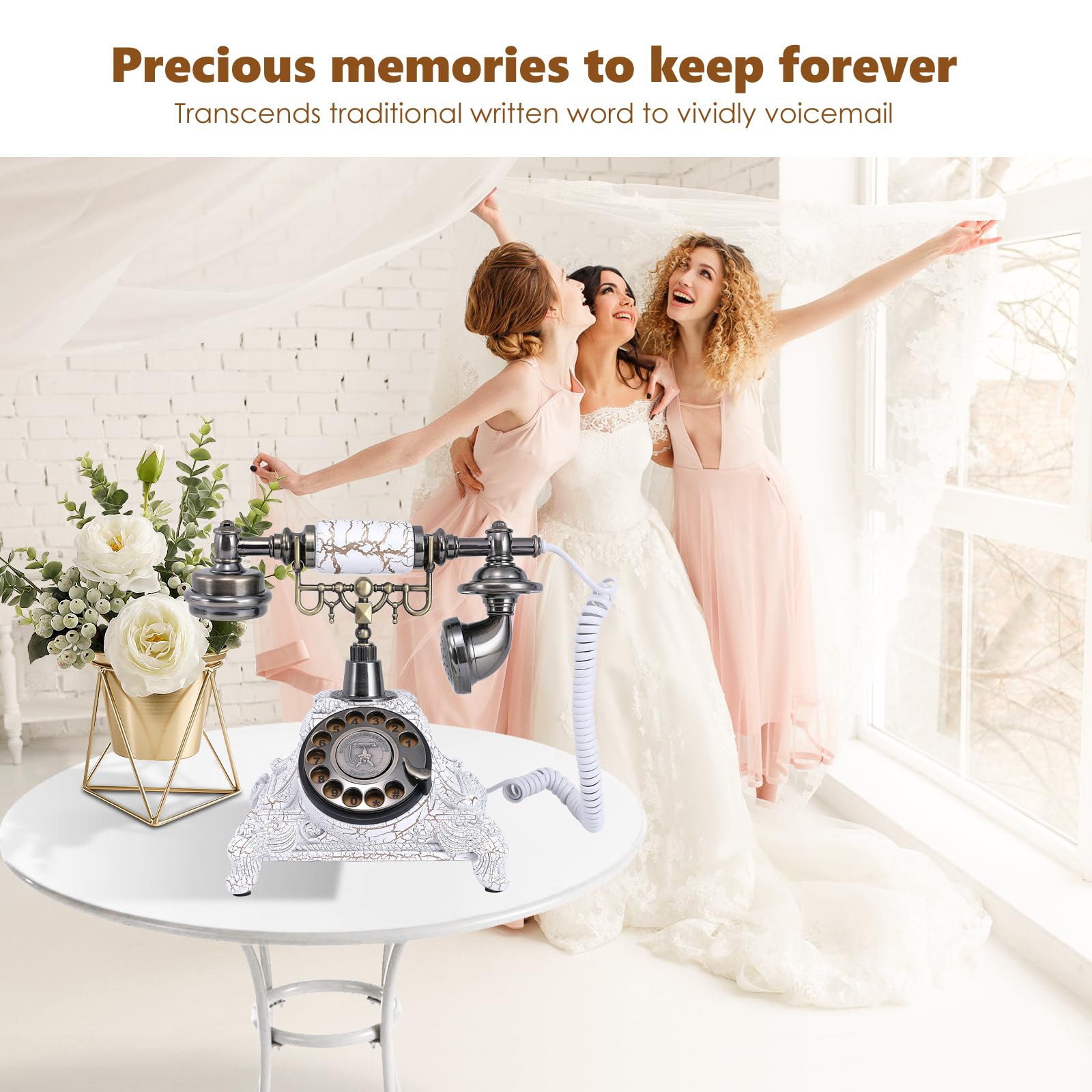 Huamch Audio Guest Book Wedding Phone - Record Wedding, Graduation, Retirement, Birthdays, Baby Shower & Special Occasions(White)