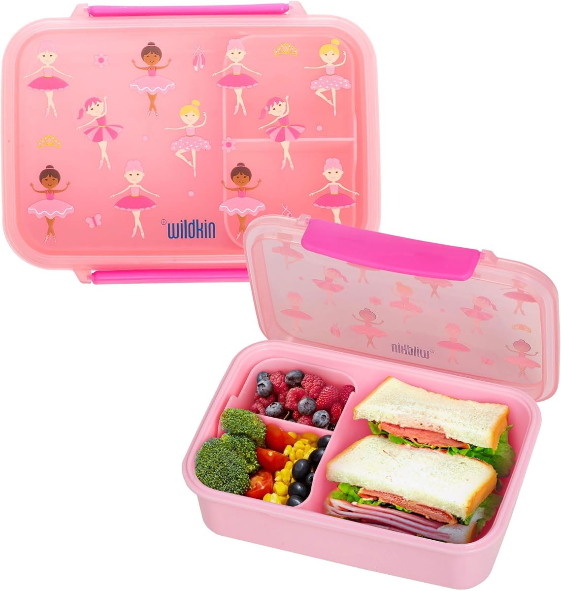 Wildkin Recipiente de comida reutilizable para niños – hermético, resistente a fugas, apto para lavavajillas - Ballerina
