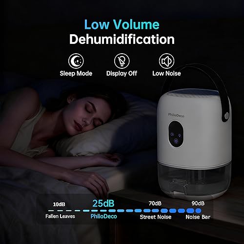 Miniatura 7 de PHILODECO Deshumidificador de 280 pies cuadrados de 35 onzas, deshumidificadores pequeños portátiles para dormitorio, baño, sótano, RV con modo CO,