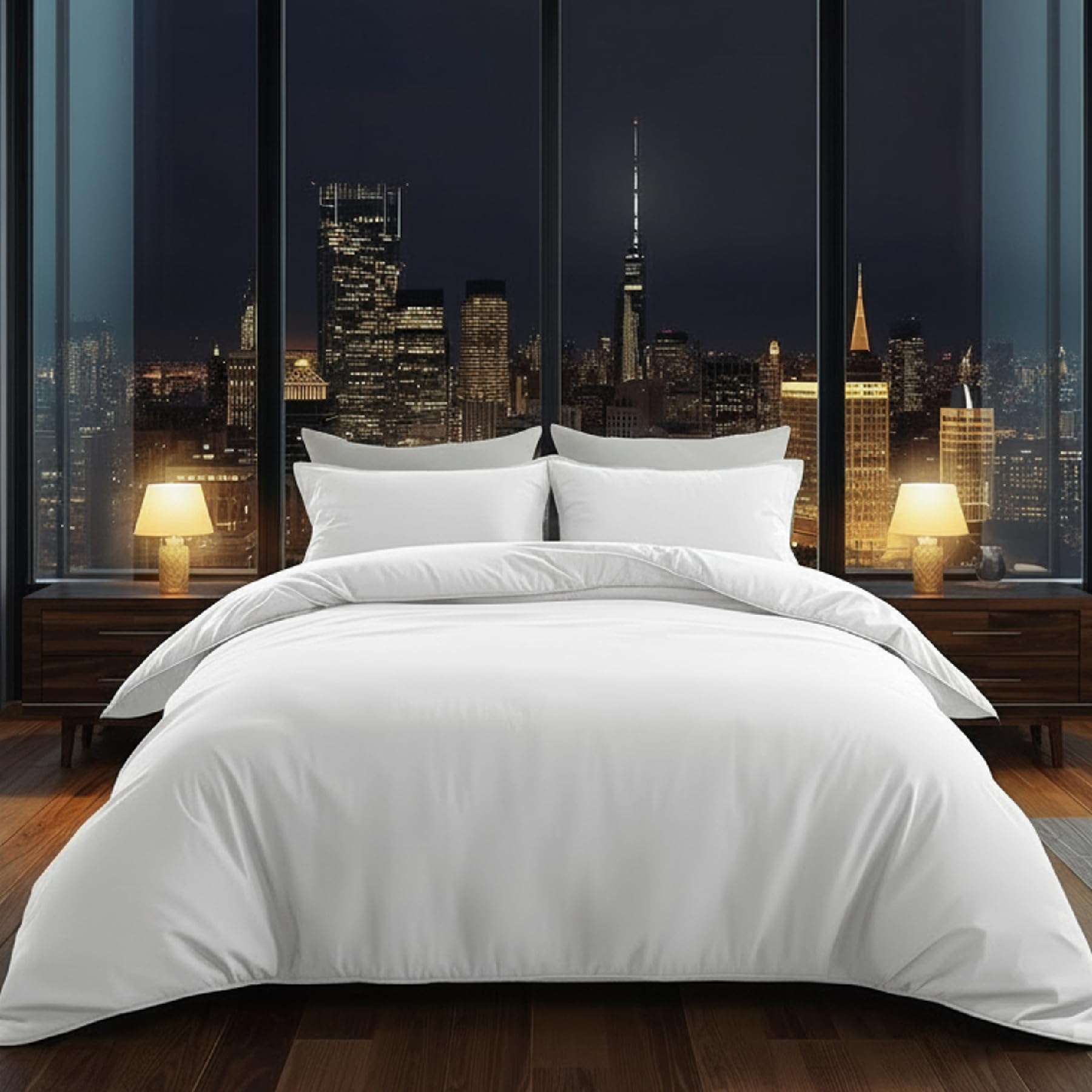 Duvet Cover Set 1200TC 100% Egyptian Cotton Premium 3-Pieces 1-Duvet Cover & 2-Pillow sham Cover Soft as Feather Home and Hotel Zipper & Tie Closure (White, Queen_90 X 90 Inch)-image-25